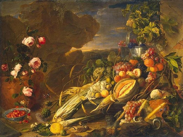 Jan Davidz de Heem Fruit and a Vase of Flowers France oil painting art